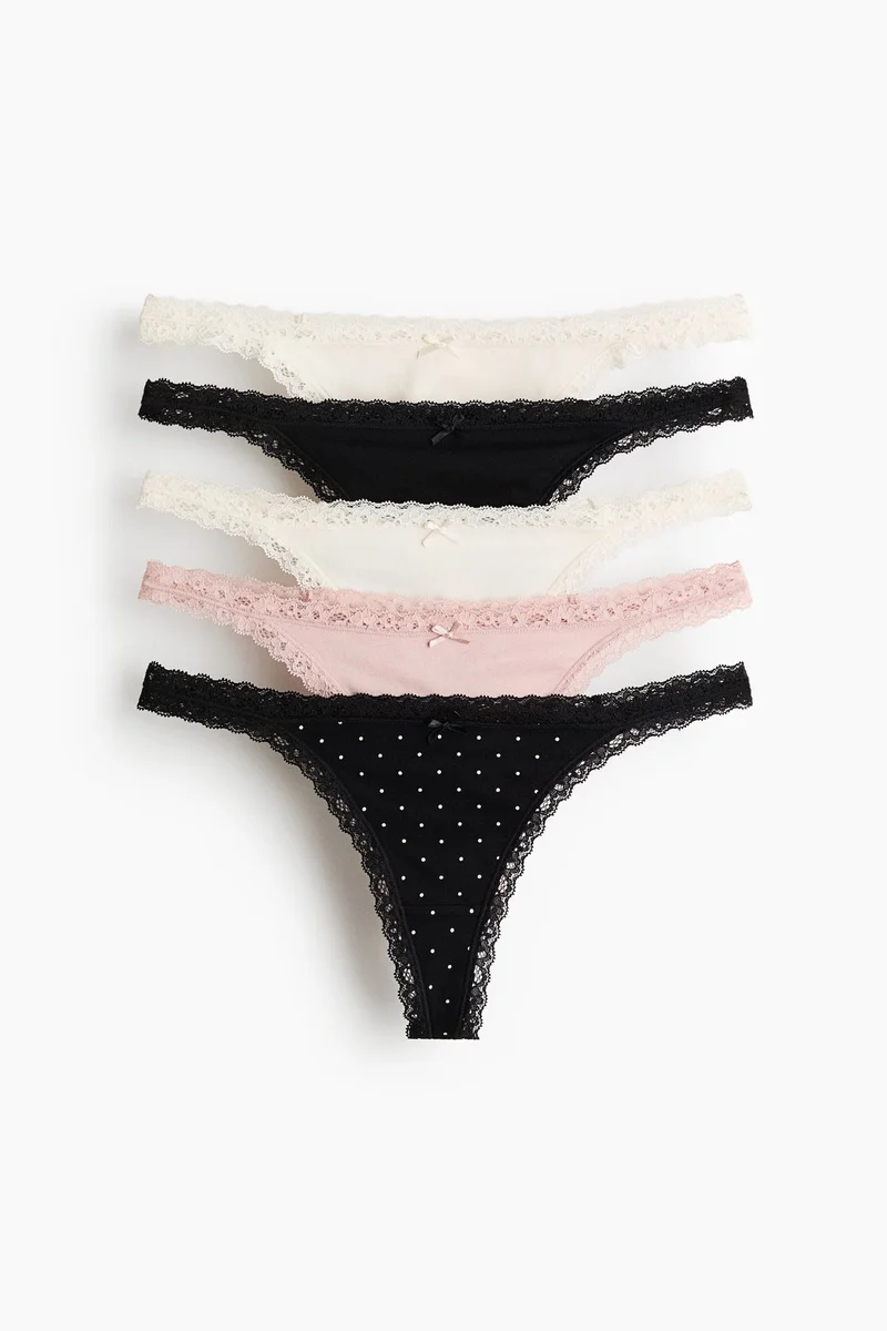 اتش اند ام سروال ثونغ قطني - عبوة من 5 قطع